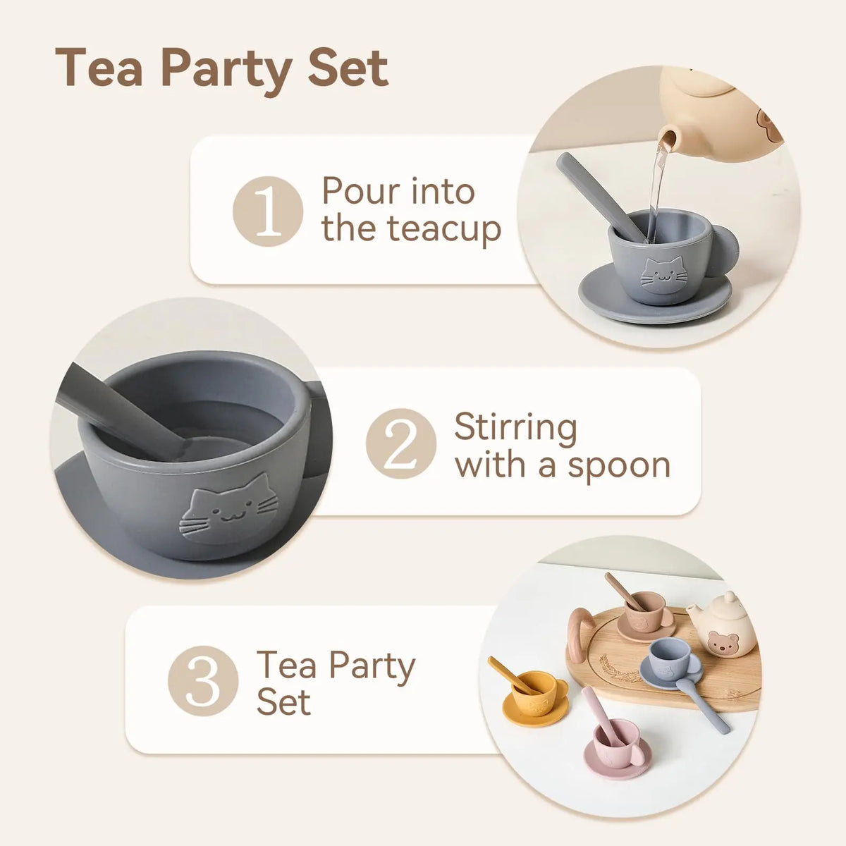 Bear Silicone Pretend Play Teapot Set for Toddlers