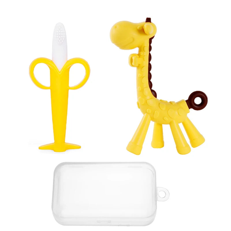Baby Silicone Teething Brush – Banana Shape Soothing Toothbrush