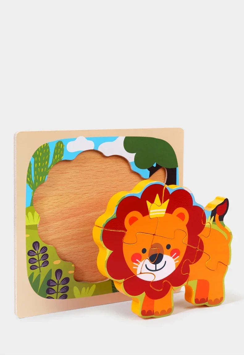 3D Wooden Tangram Puzzle Set for Kids – Cartoon Animals & Traffic Themes