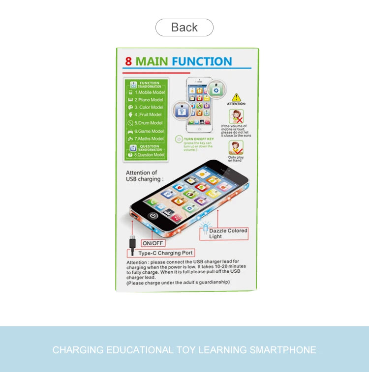 Kids' Interactive Learning Phone – Musical Toy with Lights & English Sounds