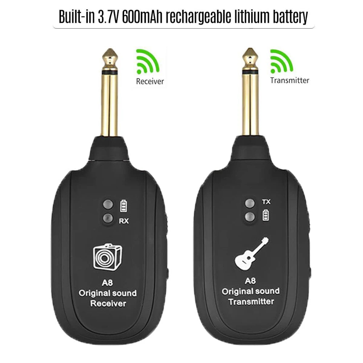 Wireless Guitar System with Built-In Transmitter and Receiver