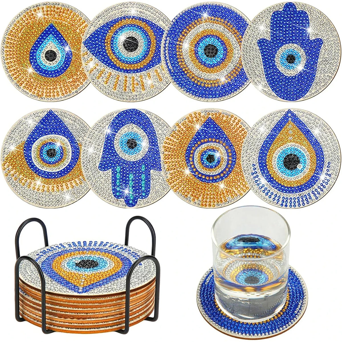 DIY Mandala Diamond Art Coaster Set with Holder