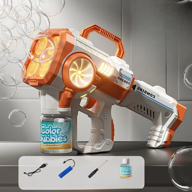 Electric Bubble Gun for Kids – Fully Automatic Rocket Launcher Bubble Machine
