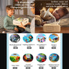 A children's interactive card reader story machine with various learning cards for bedtime stories and gifts.