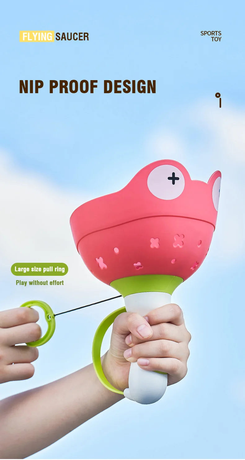 Pull-String Flying Saucer Launcher Toy for Kids