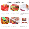 Instructions for using a 5D diamond painting kit showing steps like pressing glue and sanding diamonds.