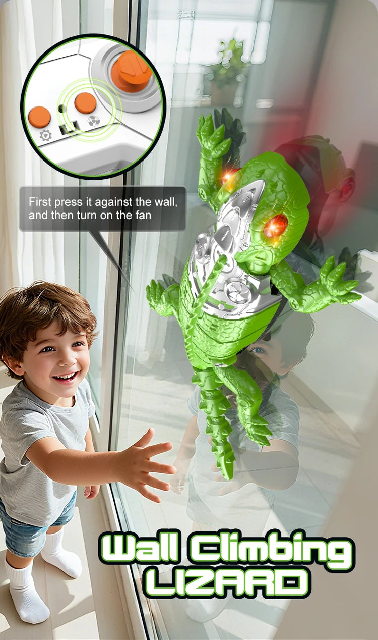 Remote Control Wall-Climbing Gecko Toy with LED Lights