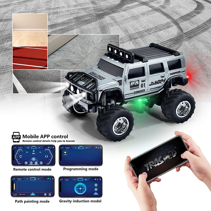 Mini 1:64 Scale Remote Control Off-Road Truck - Dual-Mode with Cruise Control