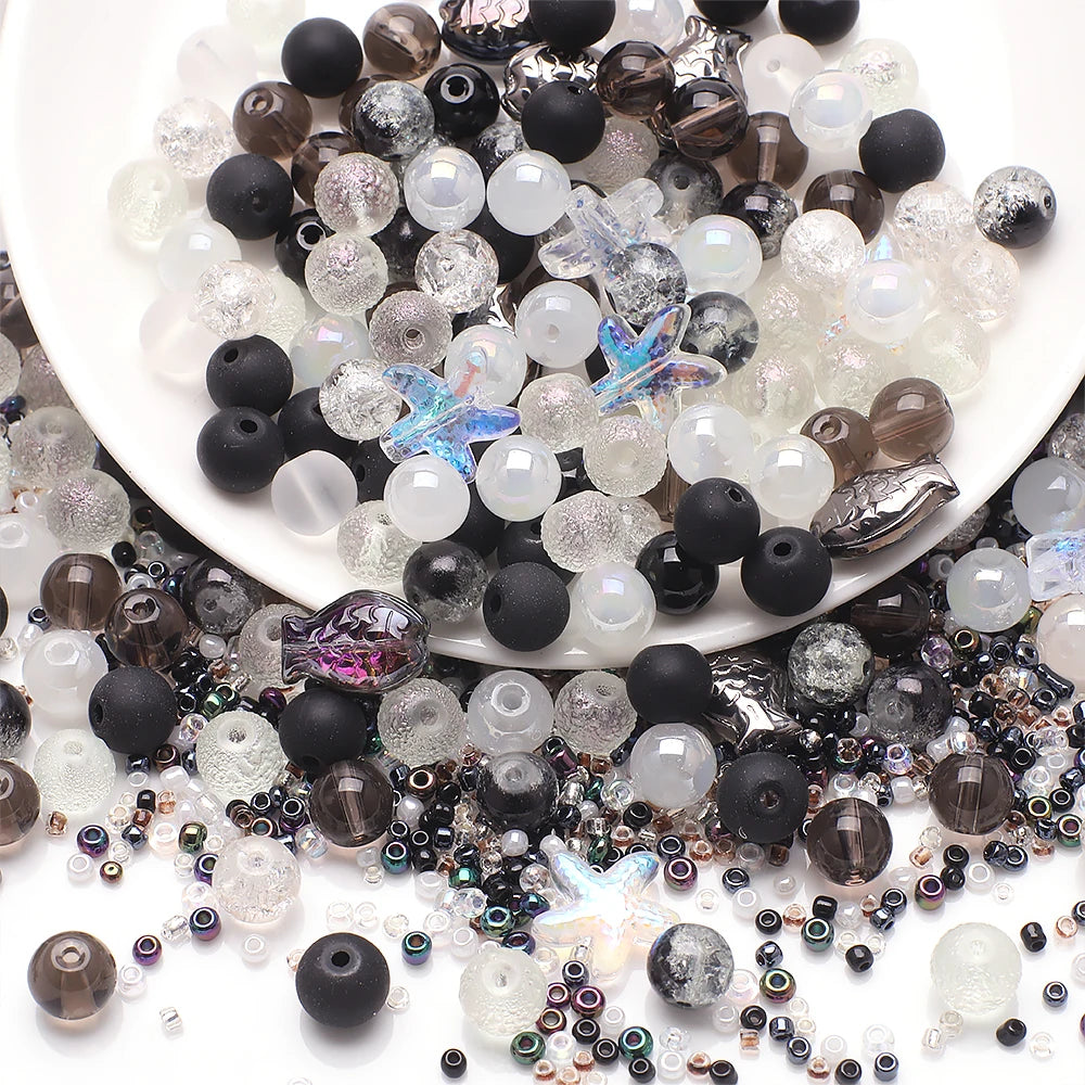 Crystal Glass Seed Beads for Jewelry Making – 45g Mixed Colors & Shapes