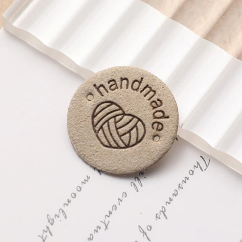 Round PU Leather Labels with Embossed Design for DIY Crafts