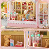 Wooden Dollhouse Kit with Furniture and Lighting