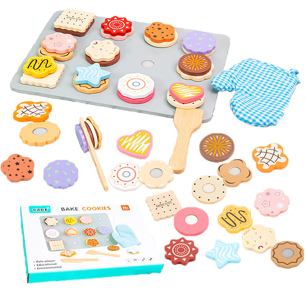 Wooden Cookie Baking Play Food Set for Toddlers