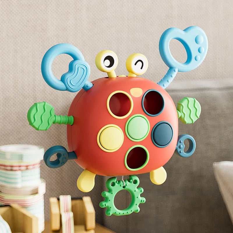 Montessori Sensory Pull Toy for Babies – Silicone Activity Toy with String