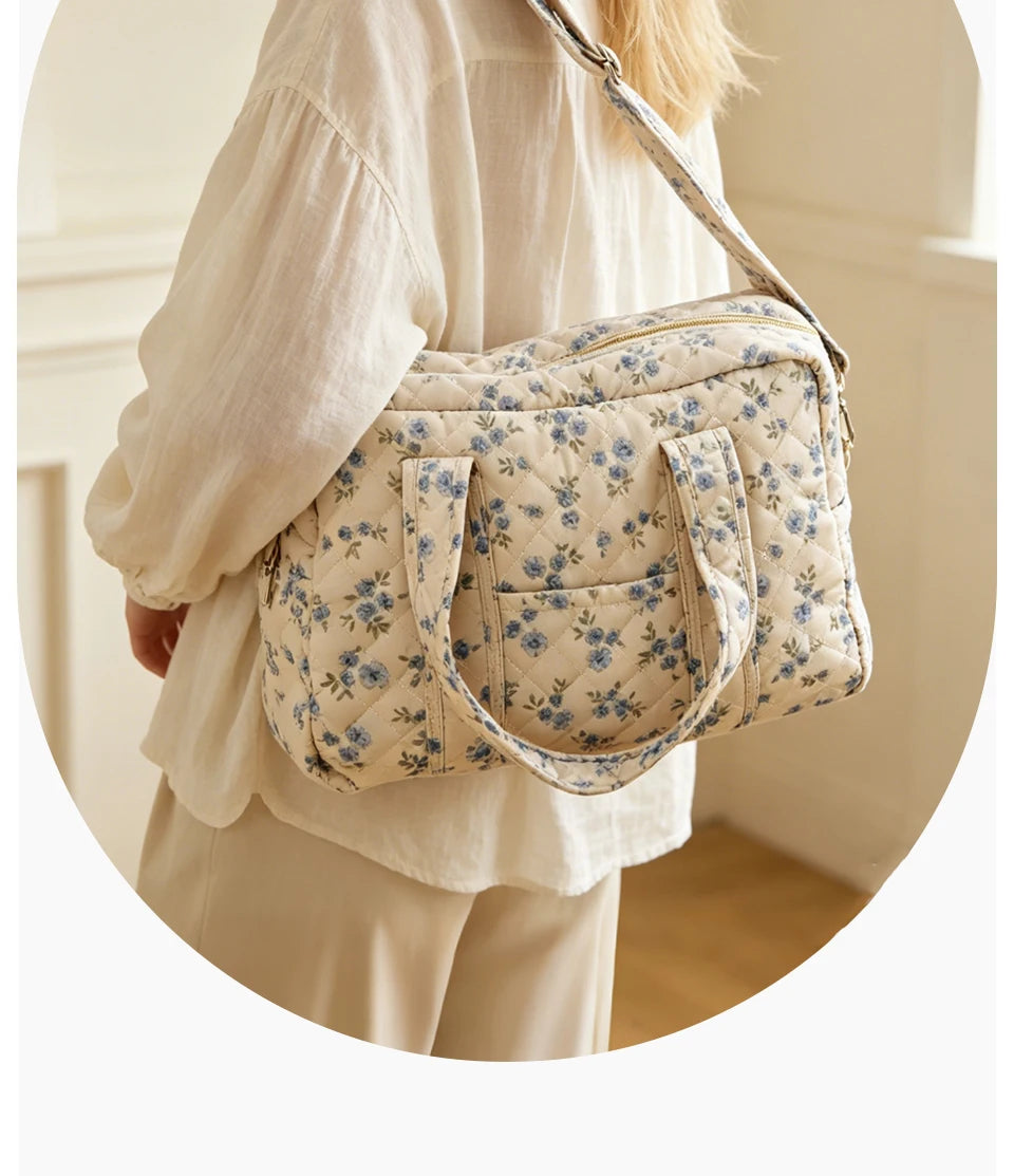 Quilted Maternity Diaper Bag with Crossbody Strap