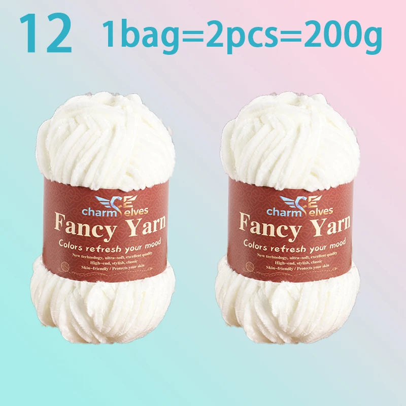 Chenille Velvet Yarn 2-Pack – Soft & Warm for Knitting and Crochet