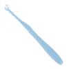 A light blue orthodontic interdental brush with a white cleaning tip.