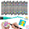 A set of 48 color dual-tip glitter brush markers, including a brush pen and an illustration of a yellow cloud.