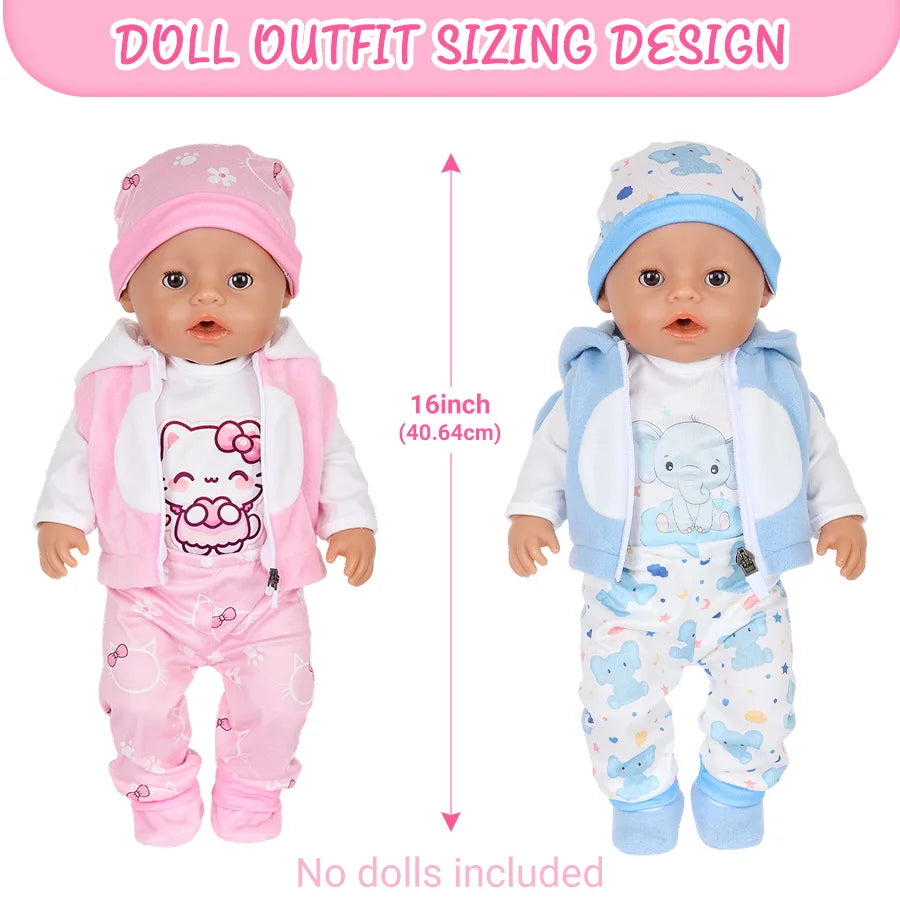 Adorable Animal Print Doll Outfit Set for 16-18 Inch Dolls