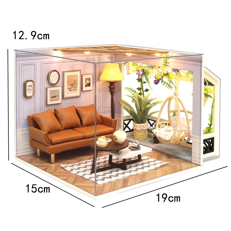 DIY Wooden Miniature Dollhouse Coffee Shop Kit