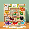 A wooden magnetic dinosaur counting board with various dinosaurs and colored dots for a maze game.