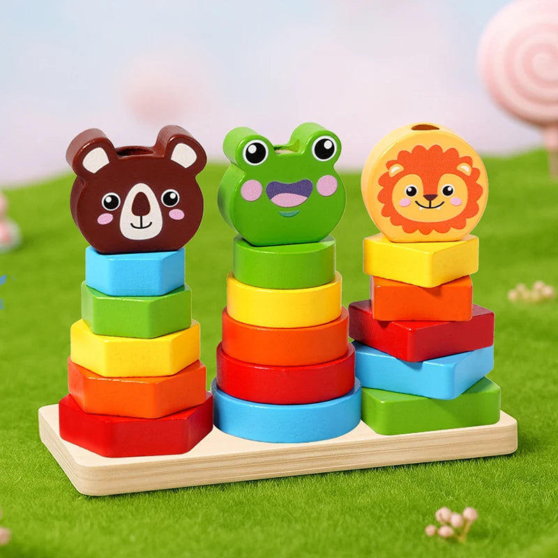 Montessori Wooden Sorting & Stacking Toy for Toddlers