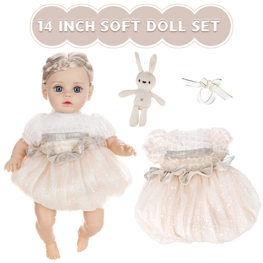 14-Inch Silicone Reborn Baby Doll with Interchangeable Outfits