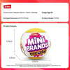 A yellow ZURU Mini Brands create collectible ball with purple and pink packaging.