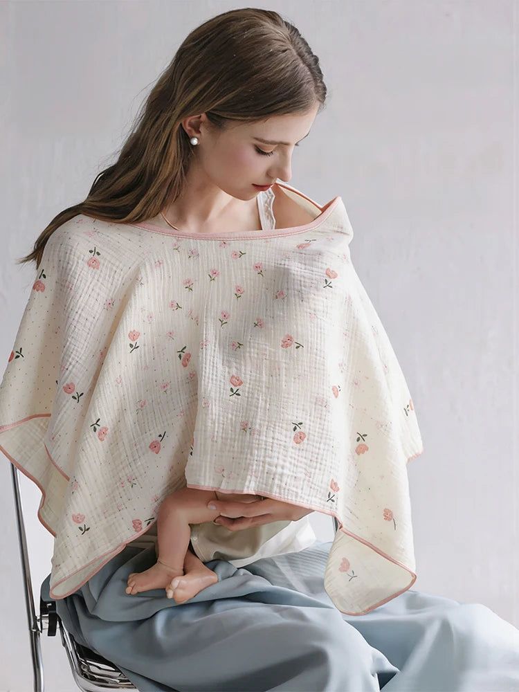 Breathable Baby Nursing Cover – Multi-Use Swaddle & Stroller Sunshade