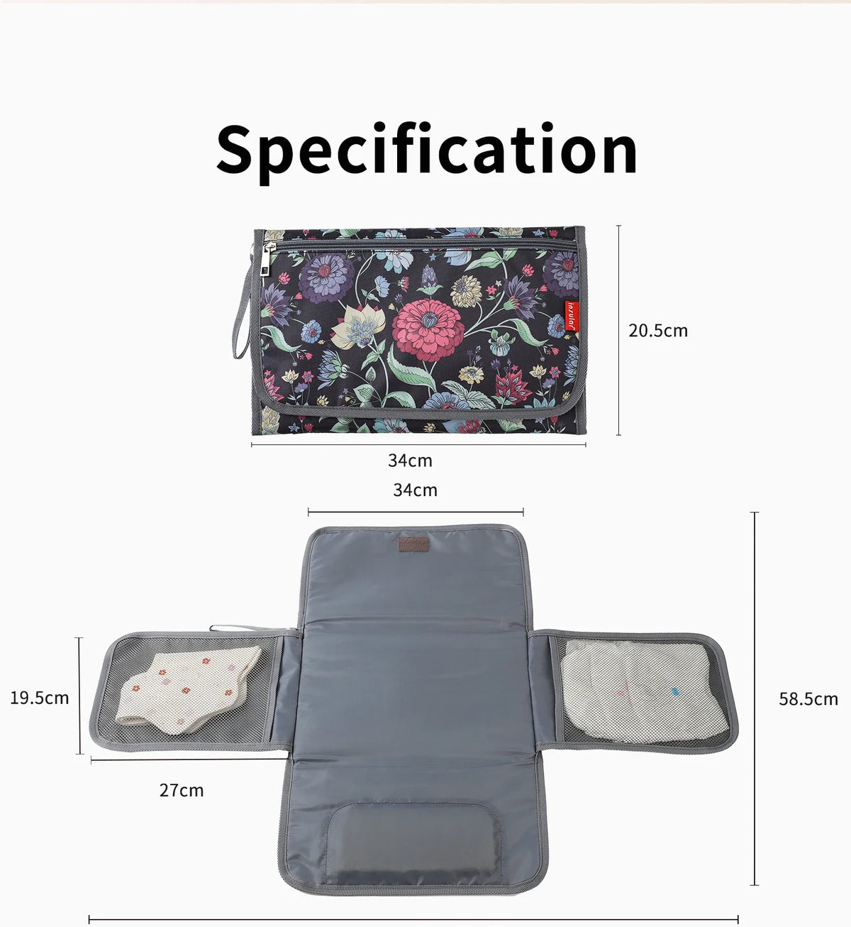 Foldable Waterproof Baby Changing Pad with Storage