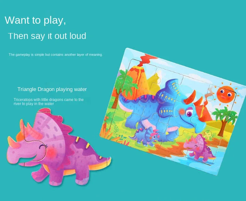 Wooden Animal Jigsaw Puzzles for Toddlers (Set of 12)
