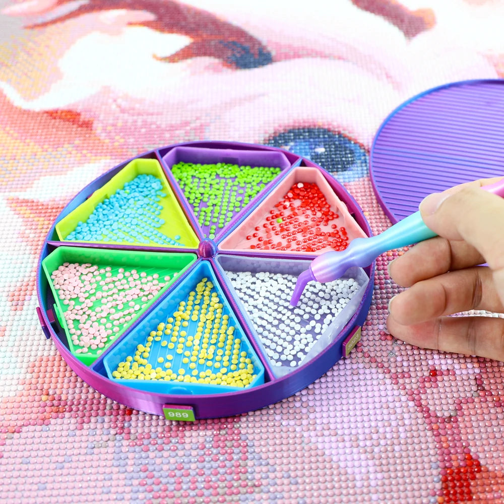 Rotating Diamond Painting Storage Tray with Divided Compartments