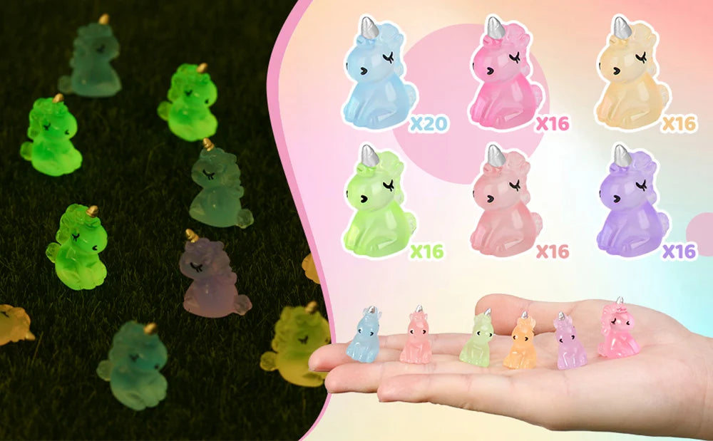Glow-in-the-Dark Mini Unicorn Figurines (100-Piece Set)