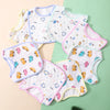 A pack of three white baby bibs with various cute illustrations and adjustable closures displayed on a light background.