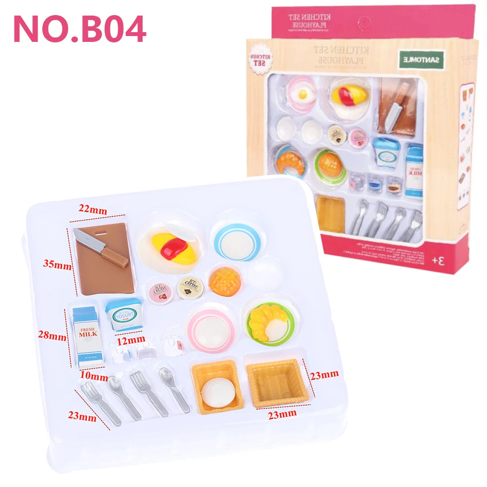A white plastic set of various sized dollhouse furniture and kitchen items for a 1:12 scale model