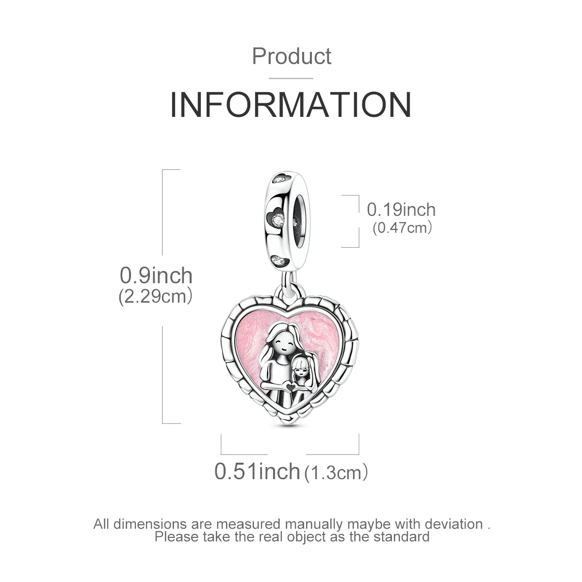 925 Sterling Silver Heart Charm Beads for Bracelets and Necklaces
