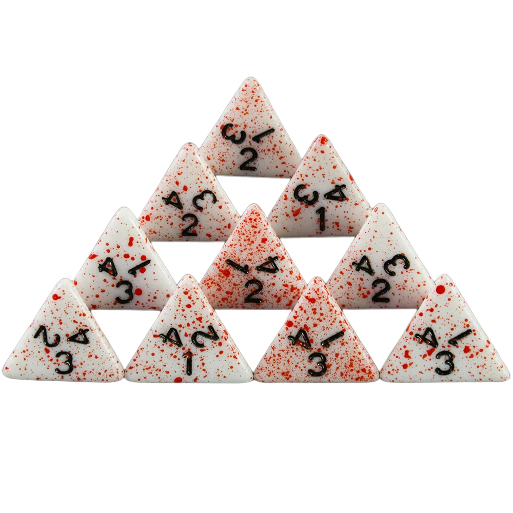 Opaque White Polyhedral Dice Set with Blood Effect for Tabletop RPGs