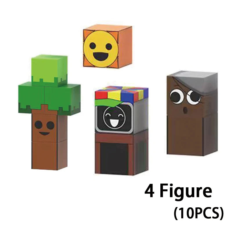Four figure magnetic building blocks set for kids used in STEM learning and creative play