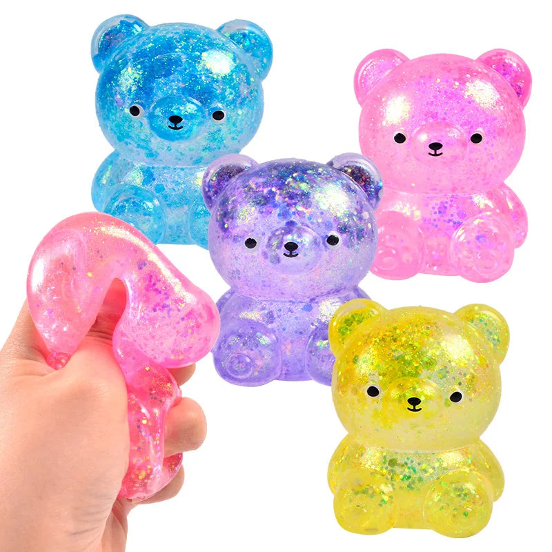 Glitter Gummy Bear Stress Relief Squishy Toy