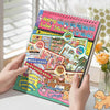 A colorful sticker set featuring miniature supermarket and convenience store scenes on a spiral-bound notebook.