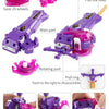 Diagram showing the assembly of a Burst-Style Spinning Top Launcher for Kids, detailing the gear part, main part, and rotatin