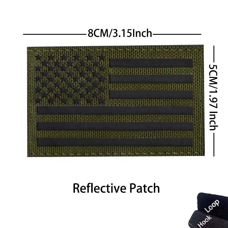 Reflective American Flag Tactical Patch with Glow-in-the-Dark Detail