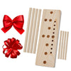 Wooden ribbon bow maker with multiple wooden sticks for gift wrapping and holiday crafts