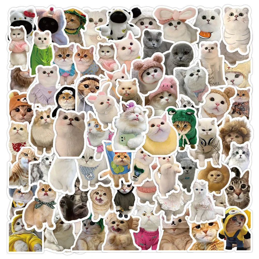 A collection of 200 cute animal stickers featuring various cats, dogs, and other animals for laptops and water bottles