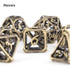 Yellow Hollow Metal Polyhedral Dice Set for RPG and Tabletop Games