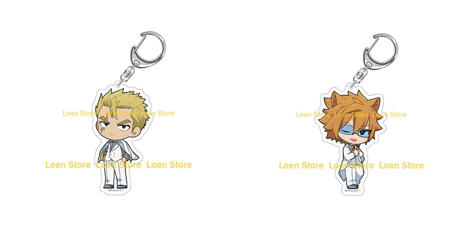 Chibi acrylic keychain of a male character with blonde hair and blue eyes from Fairy Tail