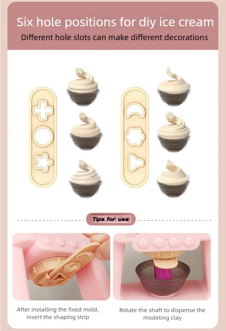 Creative Ice Cream Shop Clay Set with Noodle Maker for Kids