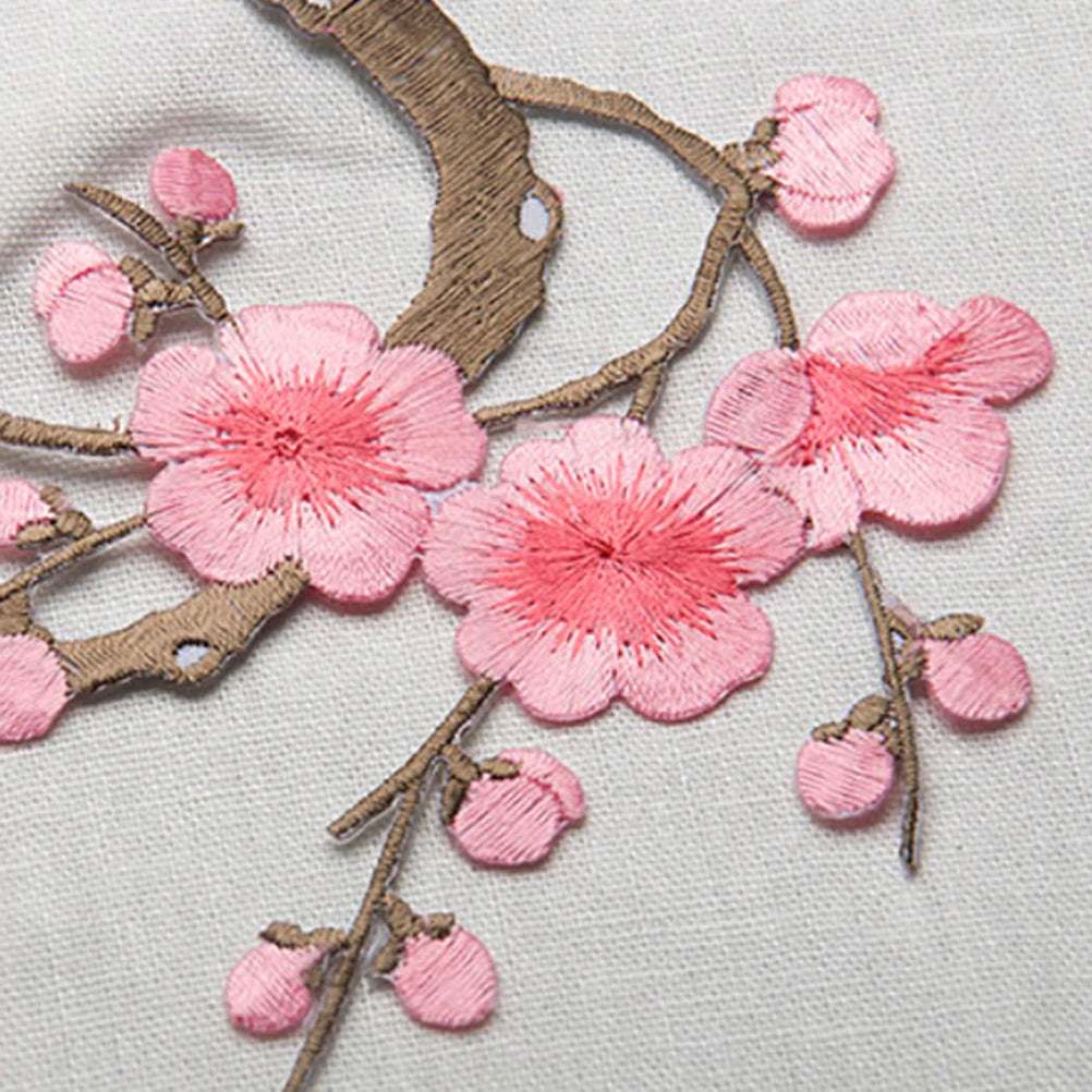 Plum Blossom Embroidered Applique Patch