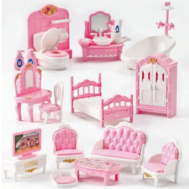 Mini Dollhouse Furniture Set – Bedroom & Kitchen Playset for Kids