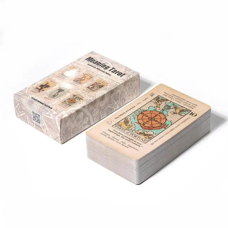 Beginner Tarot Card Deck with Meanings, 78-Card Antiqued Set