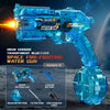 A transparent blue Z-lock drum version water gun with a lithium battery and filter hose